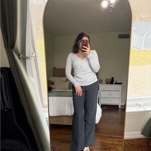 Halogen Light Gray V-Neck Top